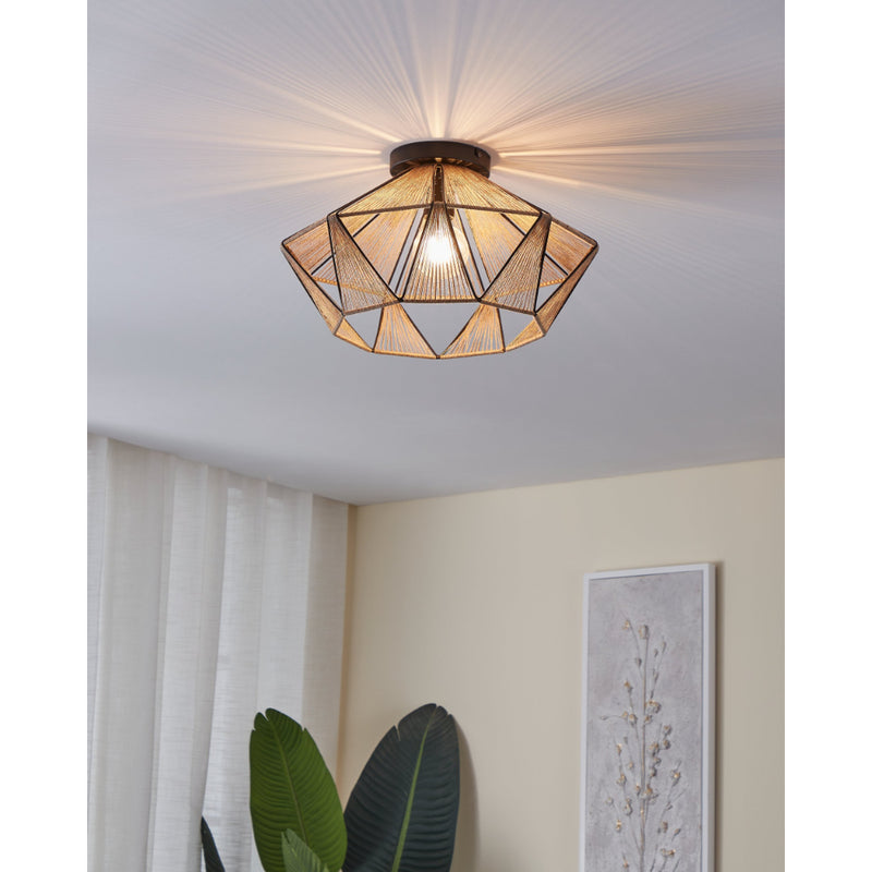 EGLO Adwickle Ceiling Light - Black & Natural