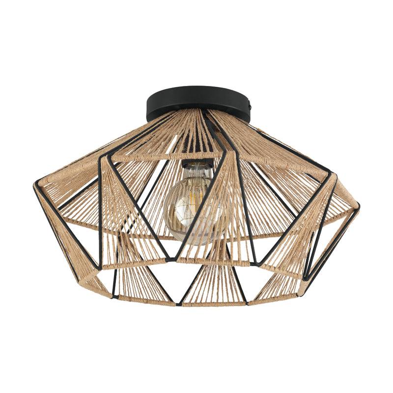 EGLO Adwickle Ceiling Light - Black & Natural