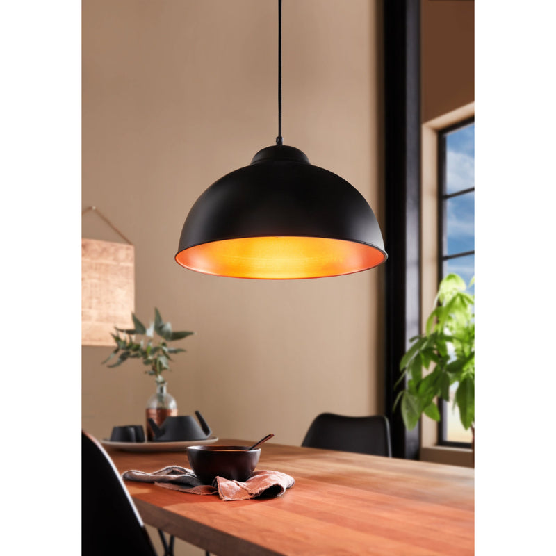 EGLO Truro Domed Pendant Light - Black & Copper