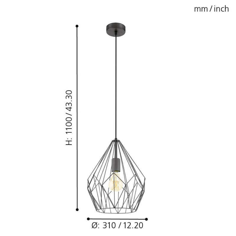 EGLO Carlton Pendant Light - Black