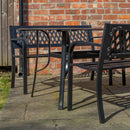 Outdoor 4 Person Rectangular Glass Top Garden Dining Table and 2 Benches Set