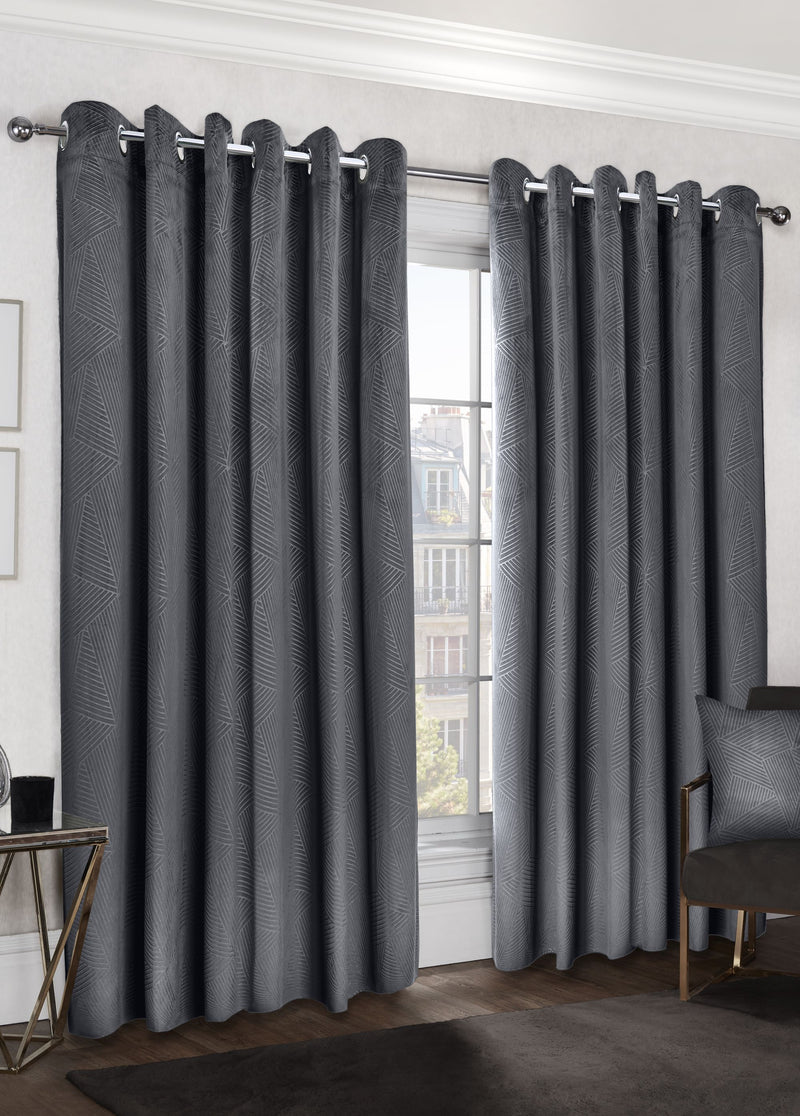 Midnight Velvet Cut Curtain - Charcoal