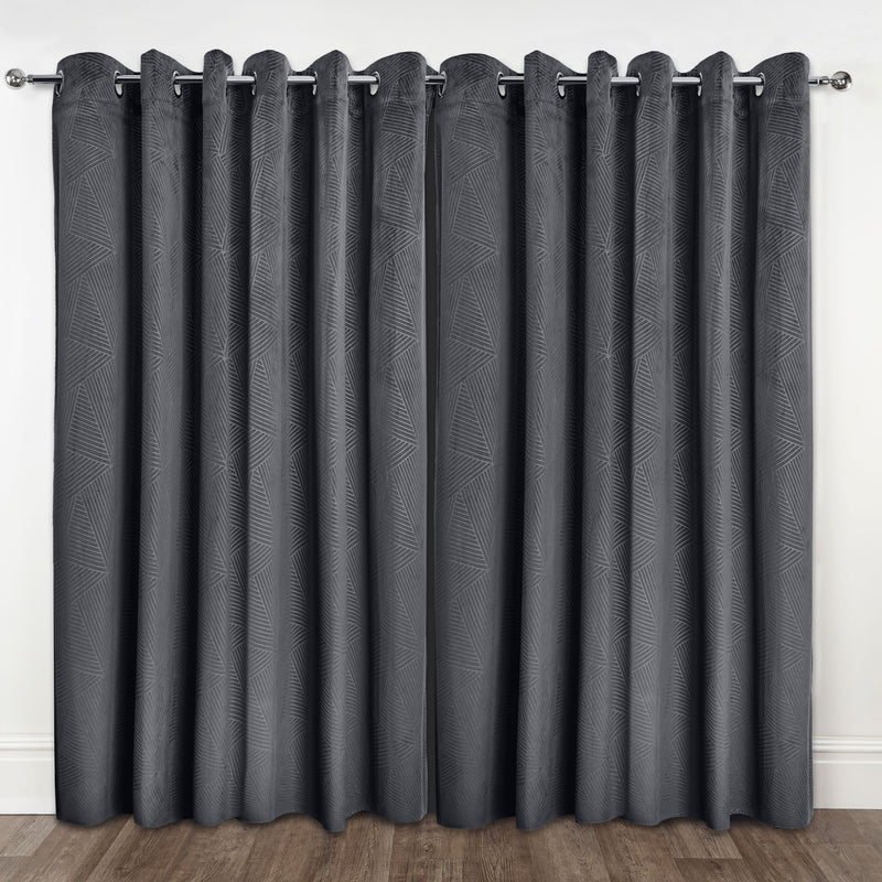 Midnight Velvet Cut Curtain - Charcoal