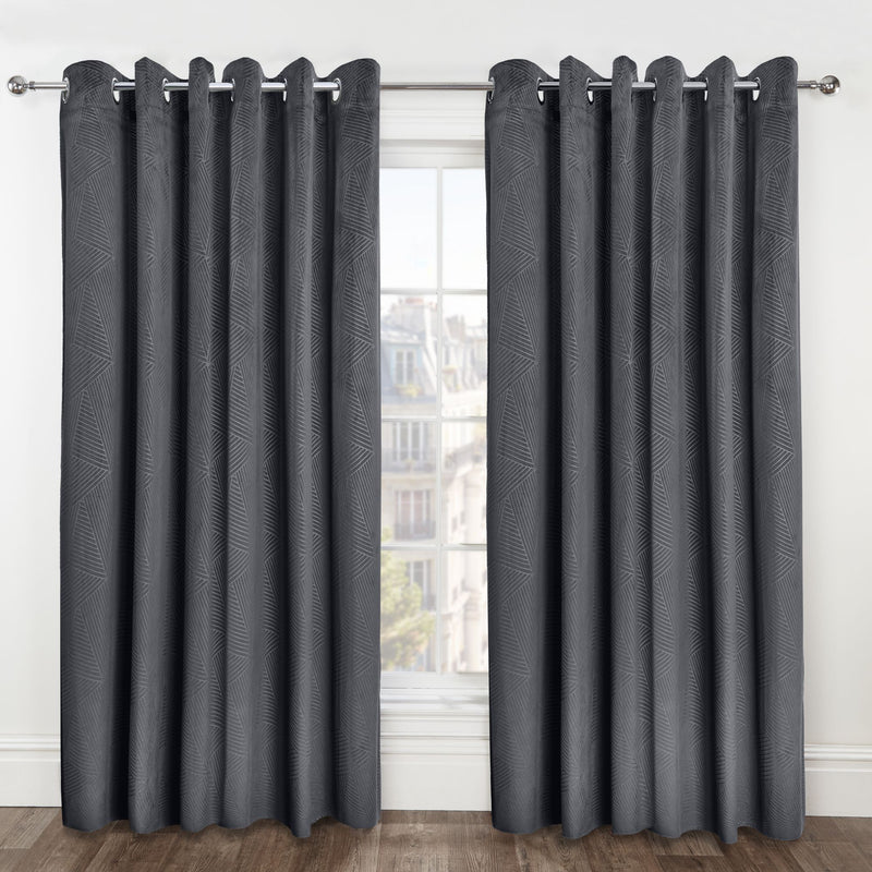 Midnight Velvet Cut Curtain - Charcoal