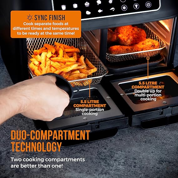 Tower Vortx Vizion Dual Compartment Air Fryer Oven