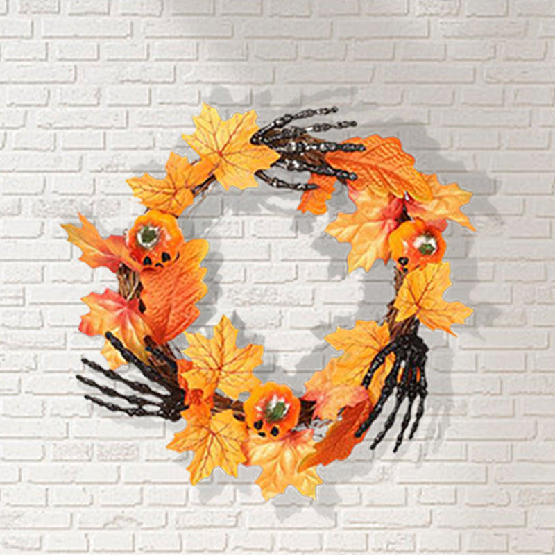 Halloween Wreath with Pumpkins Hands
