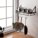 Lifeideas Kitchen Metal Shelves Saucepan Pan Pot Rack Storage Shelf with 10 Hooks Wall Mounted