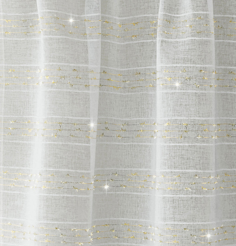 Lima Gold Metallic Lurex Stripe Voile Panels - Pair
