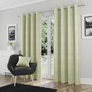 Enhanced Living Goodwood Green Thermal, Energy Saving, Dimout Eyelet Curtains with Wave Pattern - Pair