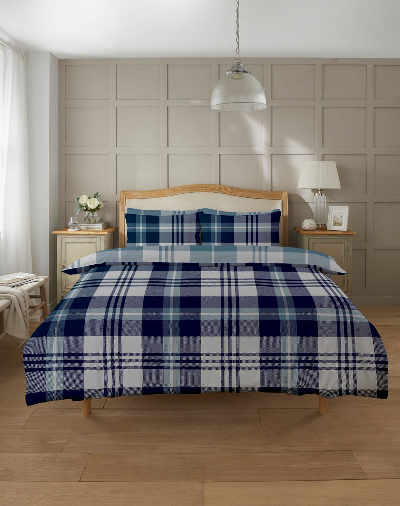 Lewis's Glasgow Check Duvet Set - Navy