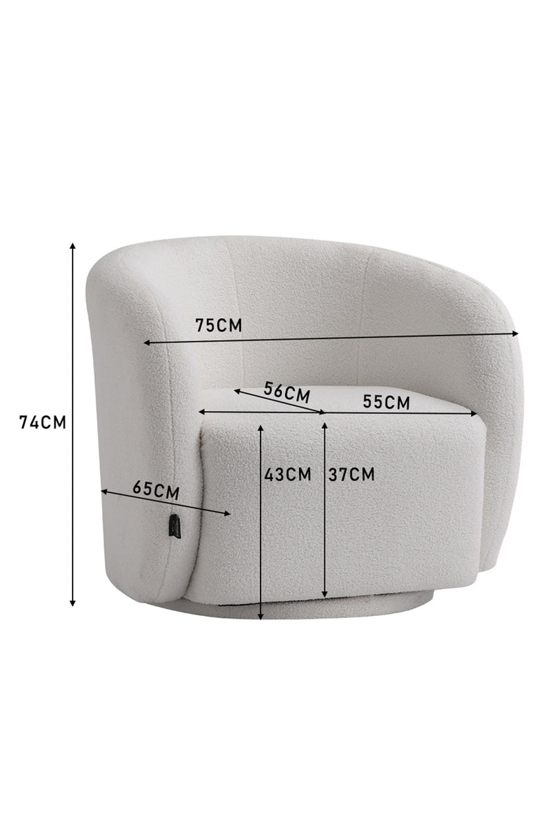 Livingandhome Swivel Tub Chair Upholstered Single Sofa