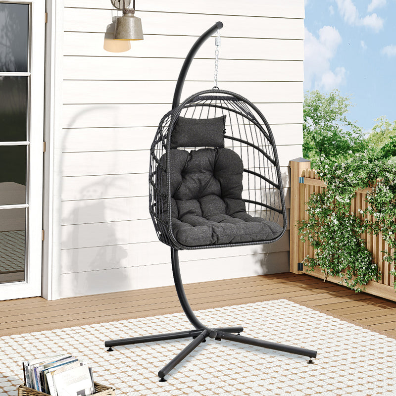 Garden Sanctuary Hanging Chair With Stand And Cushion