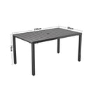 Breeins 150cm Wood Effect Garden Dining Table with Parasol Hole Grey