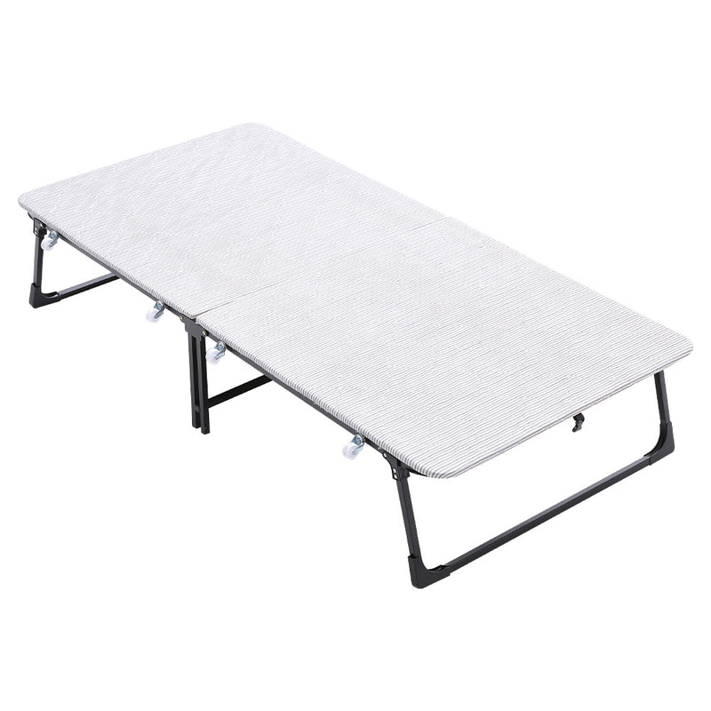 Livingandhome Steel Frame Folding Rollaway Bed with 4 Wheels