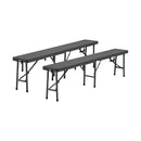 Breeins Set of 2 Rattan Plastic Outdoor Folding Bench