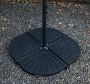 Outdoor 4 Person Round Glass Top Garden Dining Table Chairs With Beige Banana Parasol and Base