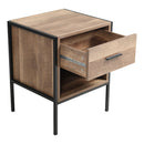 Livingandhome Brown Wooden Bedside Table Single Drawer