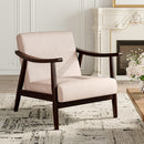 Livingandhome Beige Fabric Accent Chair with Wooden Frame