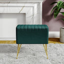 Livingandhome Green Velvet Channel Pattern Stool