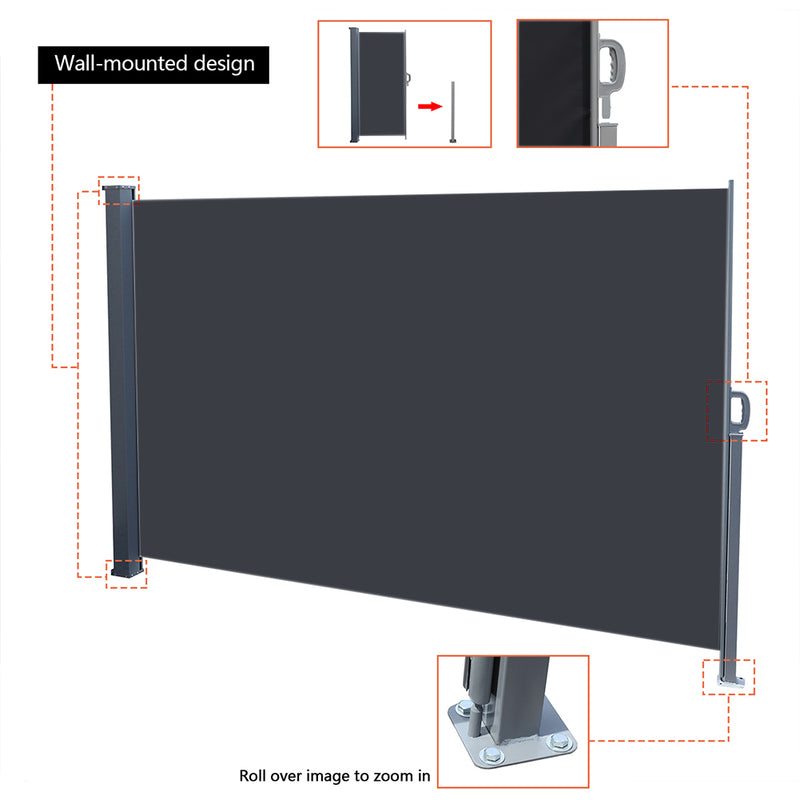 Livingandhome Outdoor Retractable Privacy Side Awning