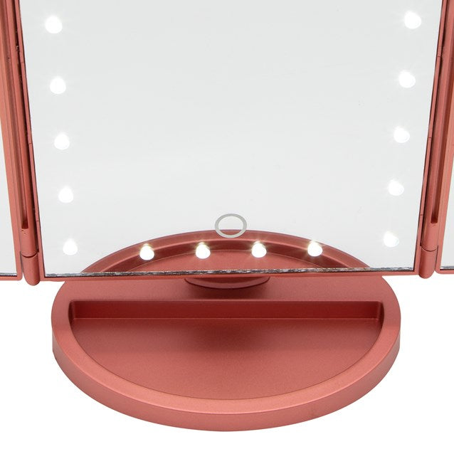 Bauer Led Foldable Mirror - Rose Gold