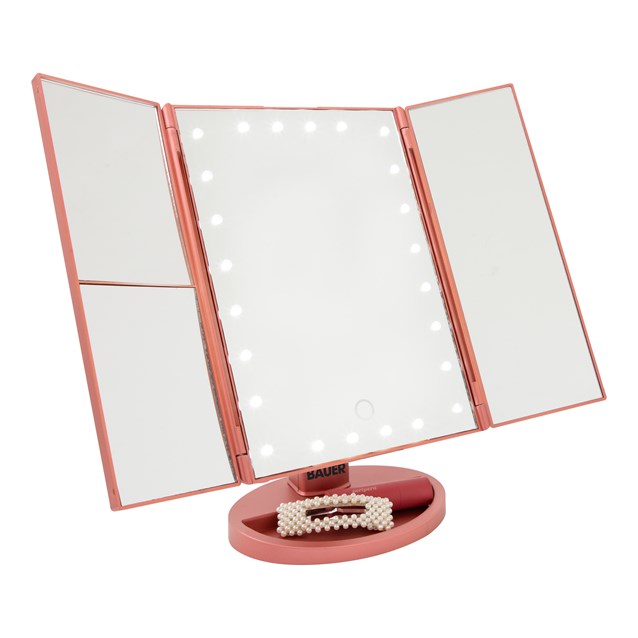 Bauer Led Foldable Mirror - Rose Gold