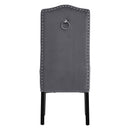 Livingandhome Set of 2 Grey Velvet High Back Dinning Chair