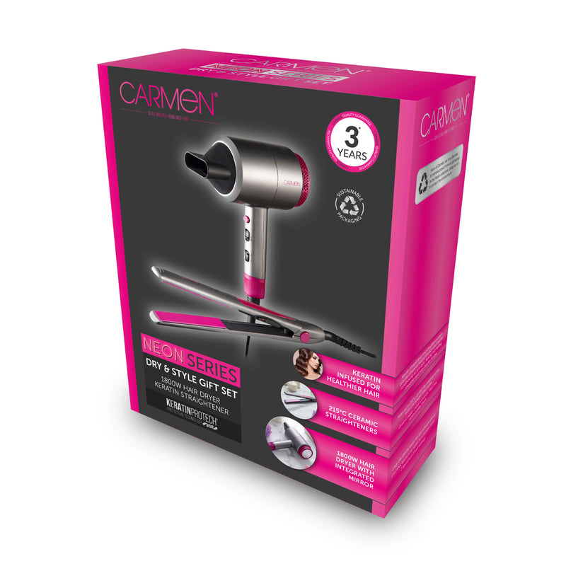 Carmen Neon Gift Hair Dryer & Straightener