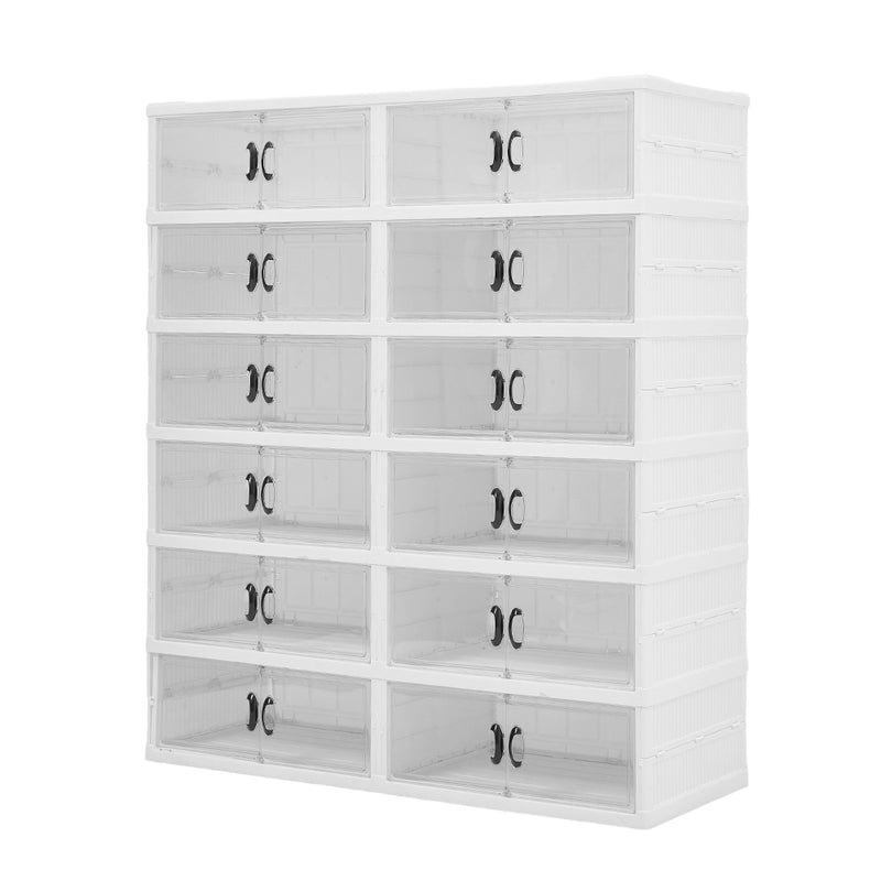 Livingandhome 6-Tier Foldable Storage Box with Magnetic Doors