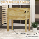 51L Wooden Patio Cooler Outdoor Beverage Cooler With Bottle Opener-Natural