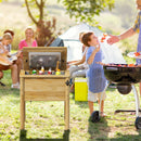 51L Wooden Patio Cooler Outdoor Beverage Cooler With Bottle Opener-Natural