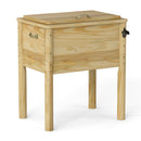 51L Wooden Patio Cooler Outdoor Beverage Cooler With Bottle Opener-Natural