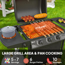 Outsunny 4 Burner Gas Barbecue Grill Portable Gas BBQ Grill with Lid, Black