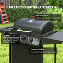 Outsunny 4 Burner Gas Barbecue Grill Portable Gas BBQ Grill with Lid, Black