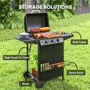 Outsunny 4 Burner Gas Barbecue Grill Portable Gas BBQ Grill with Lid, Black
