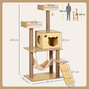 PawHut 130cm Cat Tree For Large Cats With Scratching Posts Toy Ball Yellow