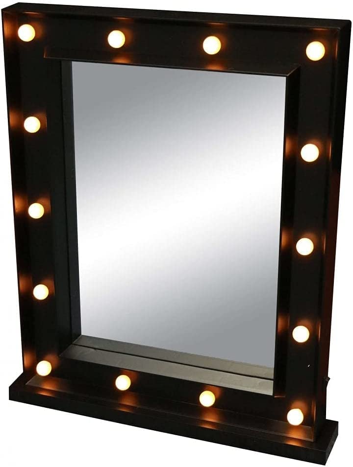 Lewis's Cosmetic Hollywood Mirror with Lights 40x50cm - Black