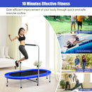Double Foldable Fitness Trampoline with Adjustable Handrail-Blue