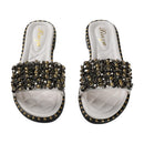 Anti-Slip Slide Sandals With Rhinestone-Embellished Foot Straps