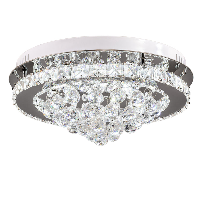 Livingandhome Round Crystal-droplets LED Semi Flush Ceiling Light