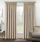 Luxury Enhanced Living Cream Velvet, Supersoft, 100% Blackout, Thermal Curtains with Tape Top - Pair