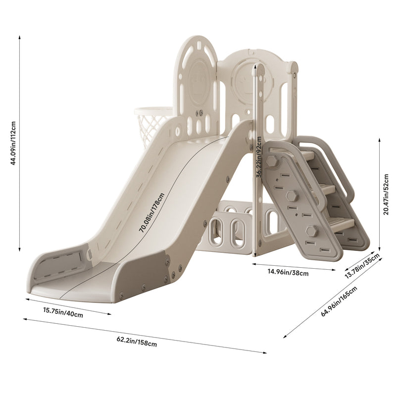 Livingandhome Toddler Slide Playset with Basketball Hoop and Climbing Stairs