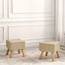 Livingandhome Linen Fabric Padded Wooden Leg Footstool