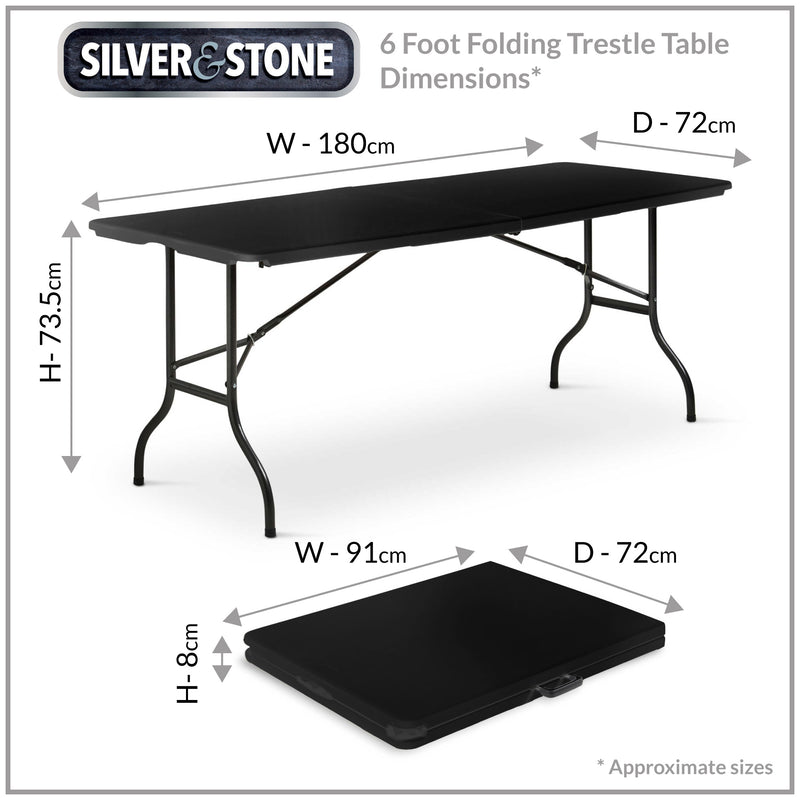 Folding Trestle Table - Black