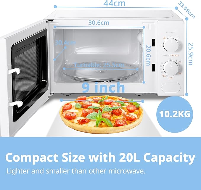Comfee 700W 20L Countertop Microwave Oven with Dual Knob
