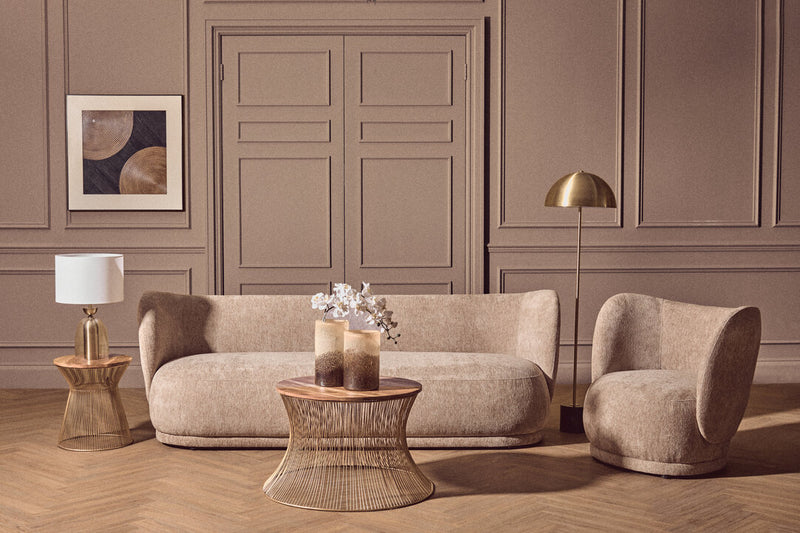 Sellis Clear Glass and Antique Brass Finish Metal Table Lamp