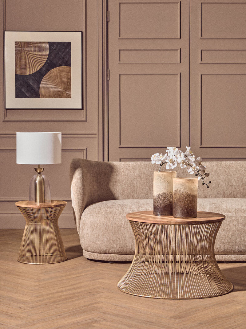 Sellis Clear Glass and Antique Brass Finish Metal Table Lamp