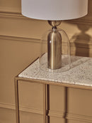 Sellis Clear Glass and Antique Brass Finish Metal Table Lamp