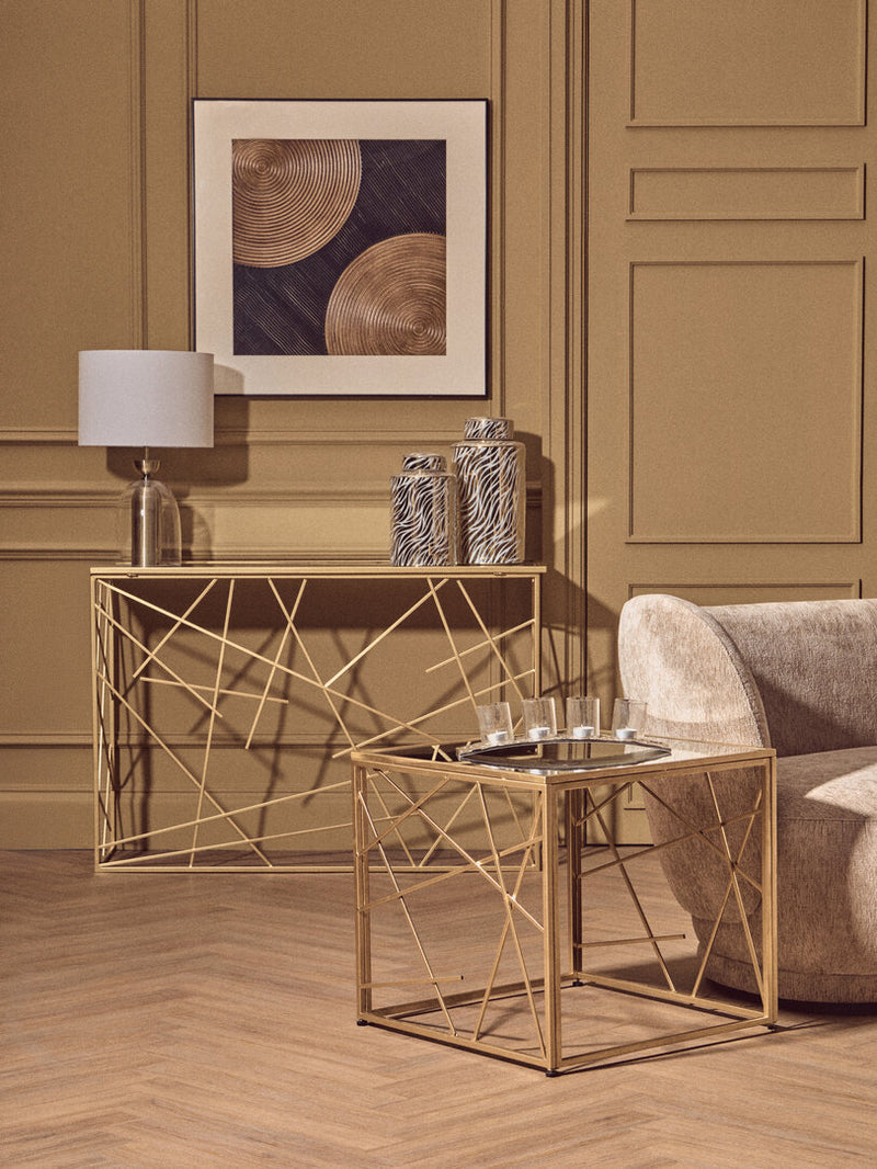 Sellis Clear Glass and Antique Brass Finish Metal Table Lamp