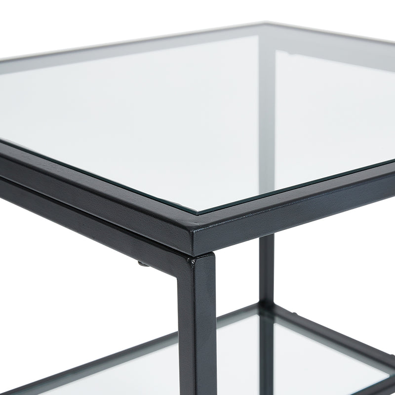 Livingandhome Ladder Style Tempered Glass Side Table